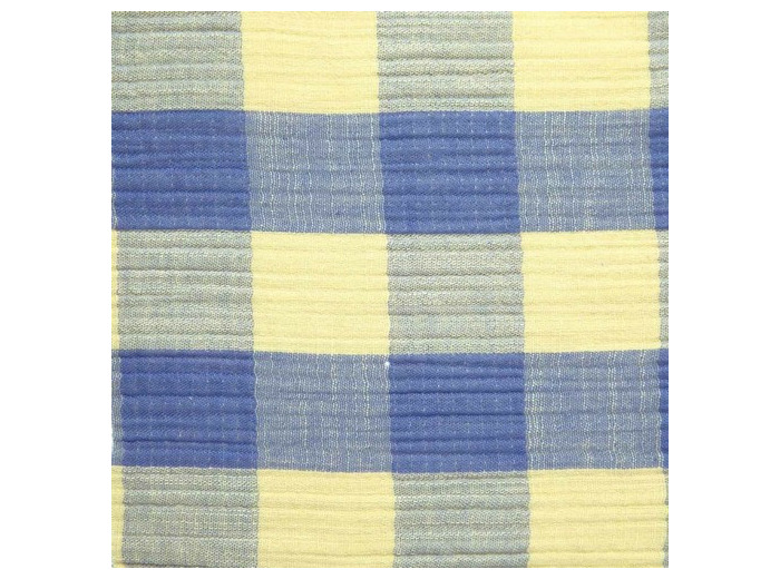 Tissu coton mousseline double gaze à carreaux