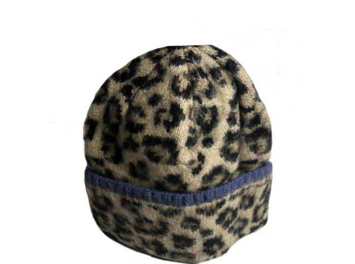 Fonem Rêve Sauvage Bonnet A Revers Aux Motifs Léopard Beige