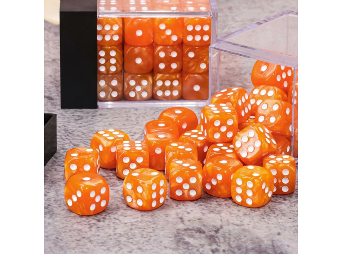 Lot de 36 dés 6 faces - Orange Nacré