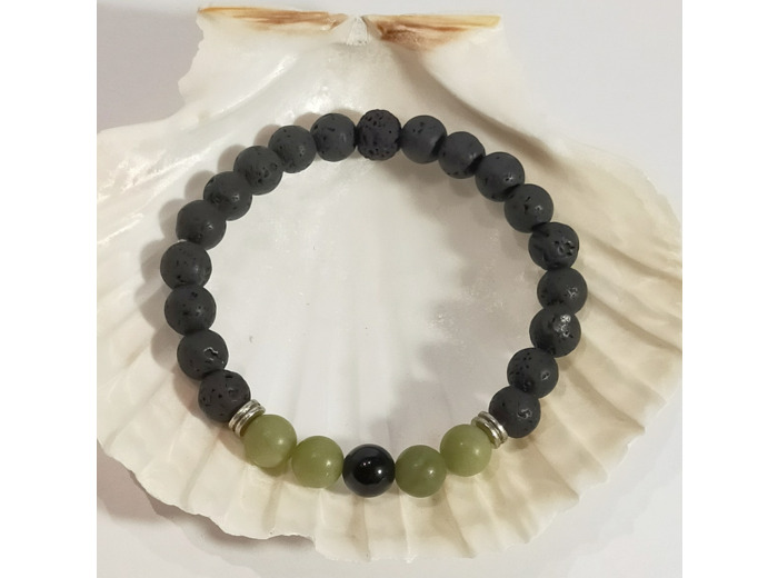 Pierre de lave, agate verte, obsidienne