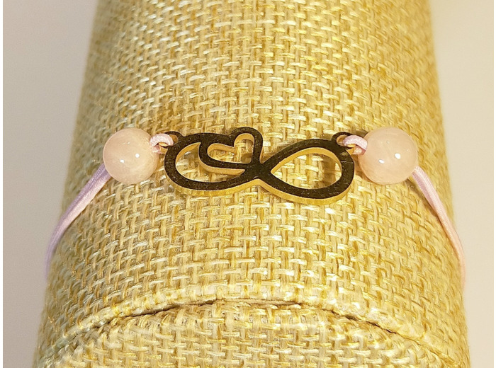 Bracelet élastique doré/rose/quartz rose
