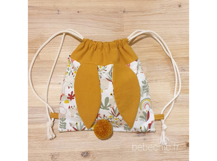 Sac à dos Pochon pour enfant, modèle Lapinou, couleur éléphant arc-en-ciel