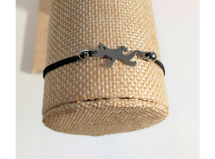 Bracelet élastique noir/lézard