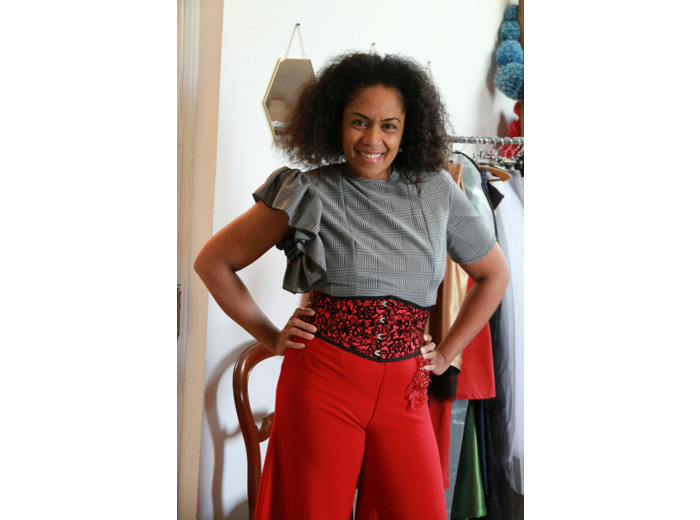 Ceinture rouge en velours réversible