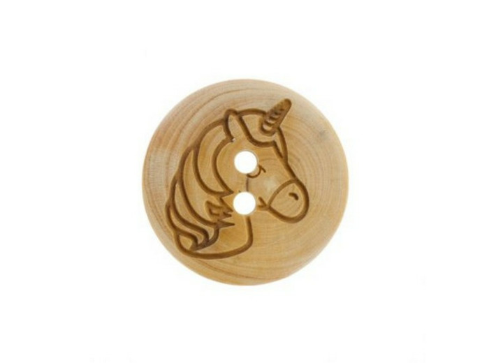 Bouton bois licorne