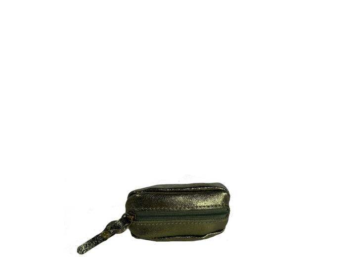 Farfouillette Petit Porte-Monnaie En Cuir Effet Froissé Brillant Olive