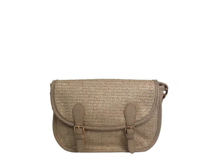 Farfouillette Sac Porté Travers En Matière Tressée Beige
