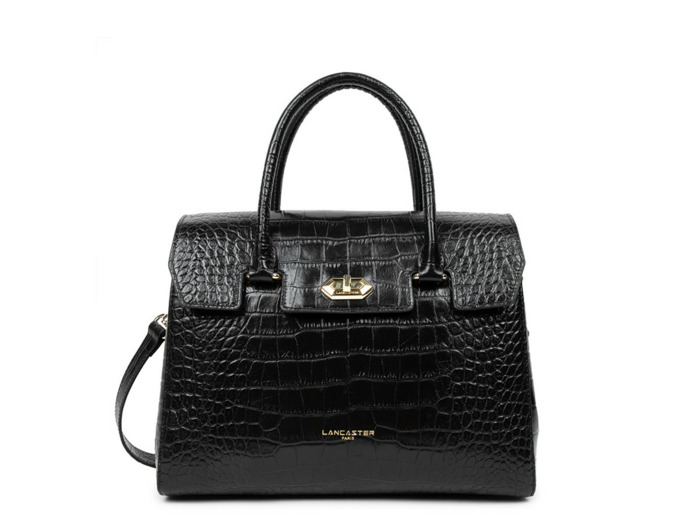Lancaster Exotic Croco Petit Sac Cabas 524-85 Noir