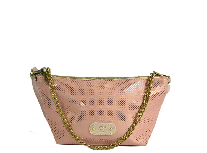 Mila Louise Zil DS Sac Trousse A Pois En Toile Irisée Rosée