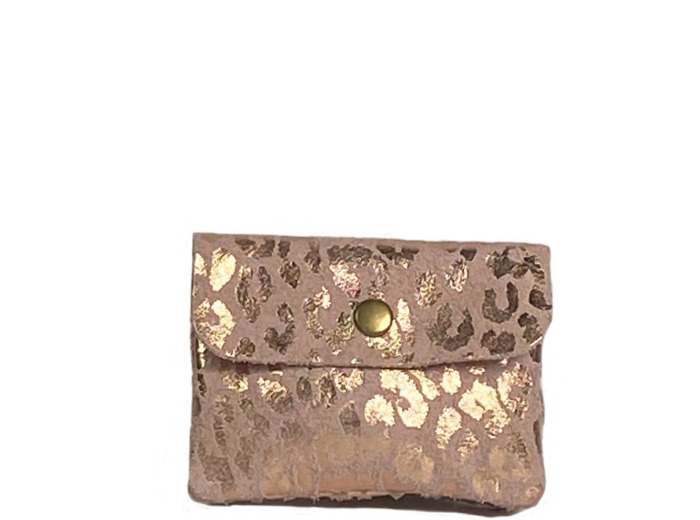 Farfouillette Petit Porte-Monnaie Léopard Brillant Rose Clair