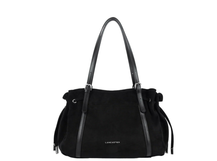 Lancaster Velvet Emma Grand Sac Porté Epaule 518-097 Aspect Suédine Noir