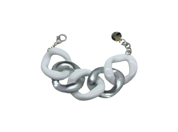 BRACELET MAILLON FRANCINE BRAMLI BLANC ET ARGENTÉ