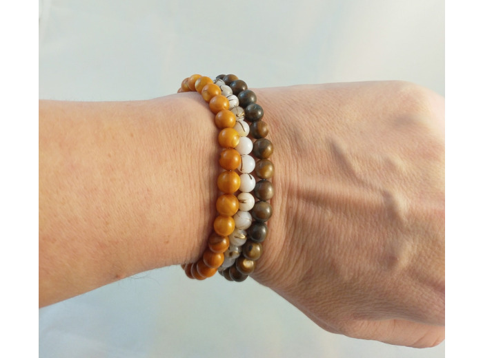 Bracelet triple en perles nacrée 3 couleurs