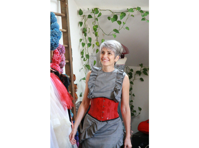 Serre-taille rouge en sky croco