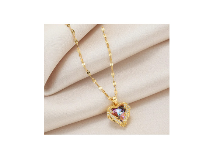 Pendentif zircon dans ailes d'ange, doré