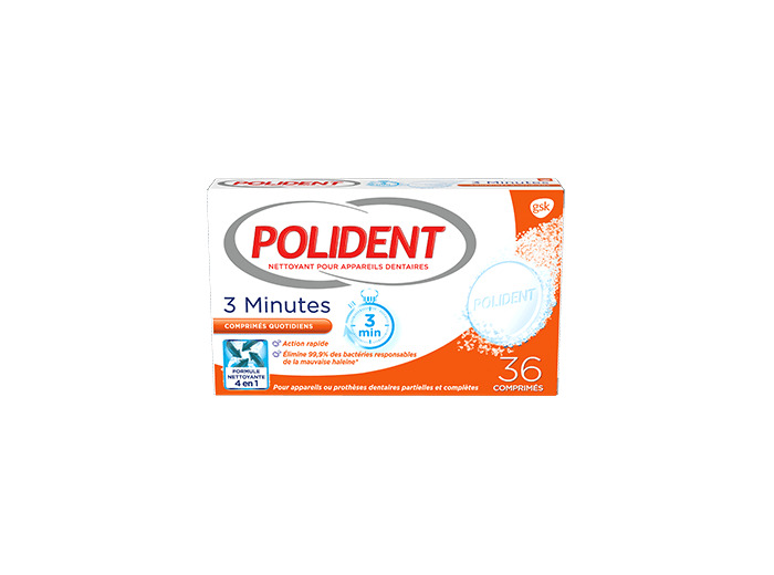 Nettoyant pour appareils dentaires 3 minutes 66 comprimés Polident
