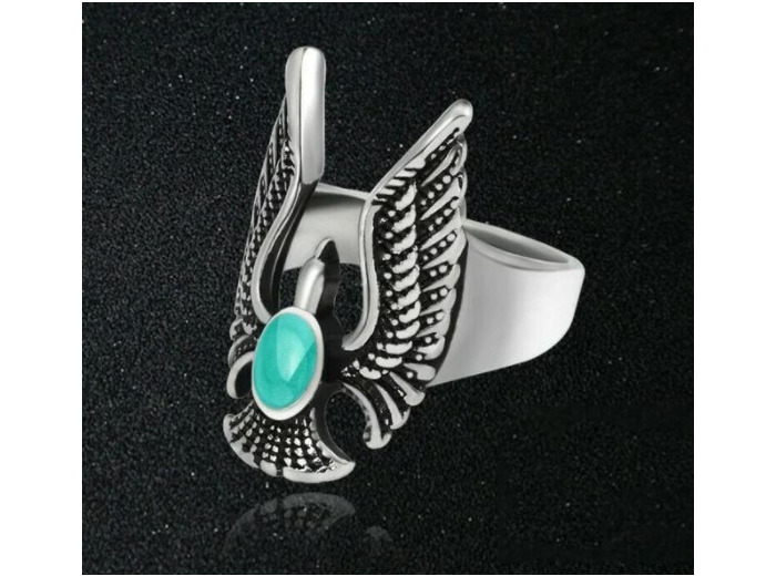 Bague homme oiseau turquoise