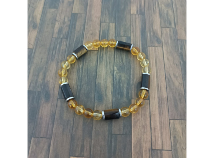 Bracelet Œil de tigre/Citrine/Hématite
