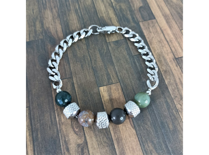 Bracelet-chaîne homme agate indienne