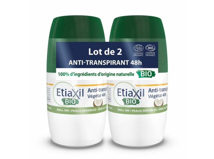 Roll-on Anti-Transpirant 48h Certifie Bio 2x50ml Déodorant Peaux sensibles Etiaxil