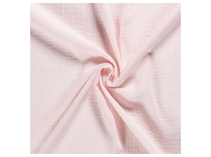 Tissu double gaze rose clair