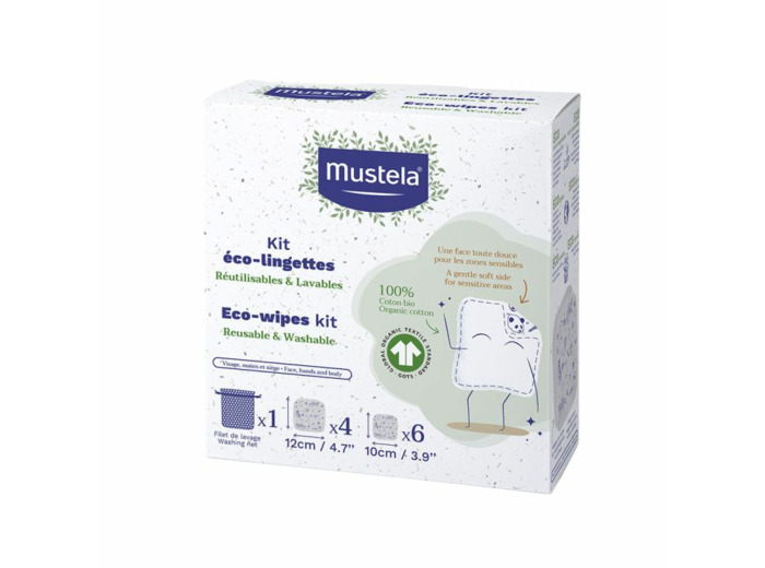 Kit éco-lingettes réutilisables et lavables x10 Mustela
