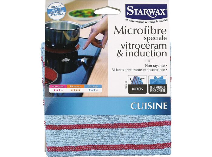 STARWAX 634502 Microfibre vitrocéramique et Induction Double Face, Bleu&&Rouge, Taille Unique