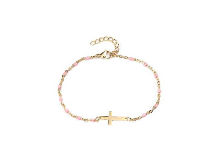 Bracelet croix rose/doré