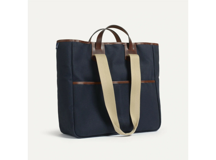 Bleu de Chauffe Cabas Musette Cuir Et Toile Meline Marine bm