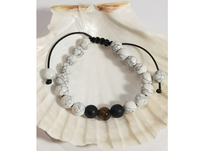 Howlite, agate noire, œil de tigre