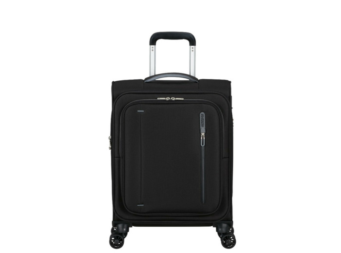 American Tourister CloudRider Valise Cabine Souple 55Cm 4 Roues Trolley Extensible & TSA Jet Black
