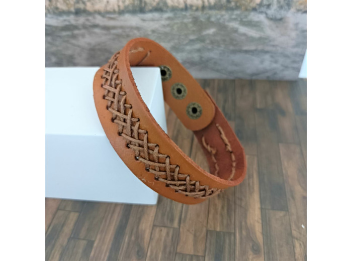 Bracelet cuir homme Camel 4
