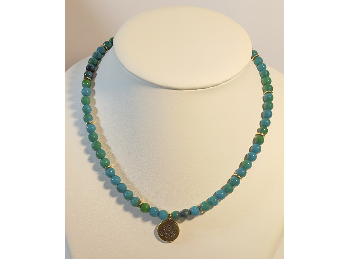 Collier en chrysocolle lotus
