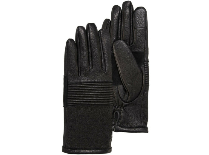 Isotoner Gants Femme Tactiles Cuir spécial Velo 7 Noir