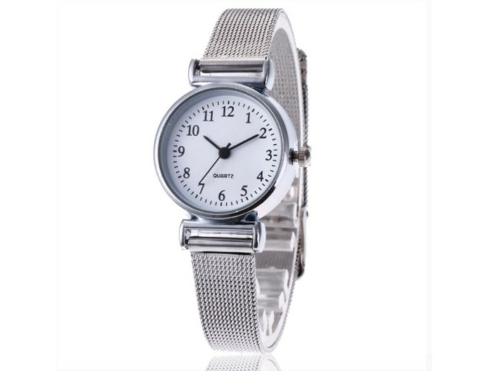 Montre quartz pour femmes, bracelet en mailles