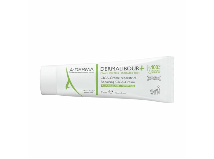 Cica - Crème Réparatrice Assainissante 15ml Dermalibour+ Peaux Irritées A-Derma