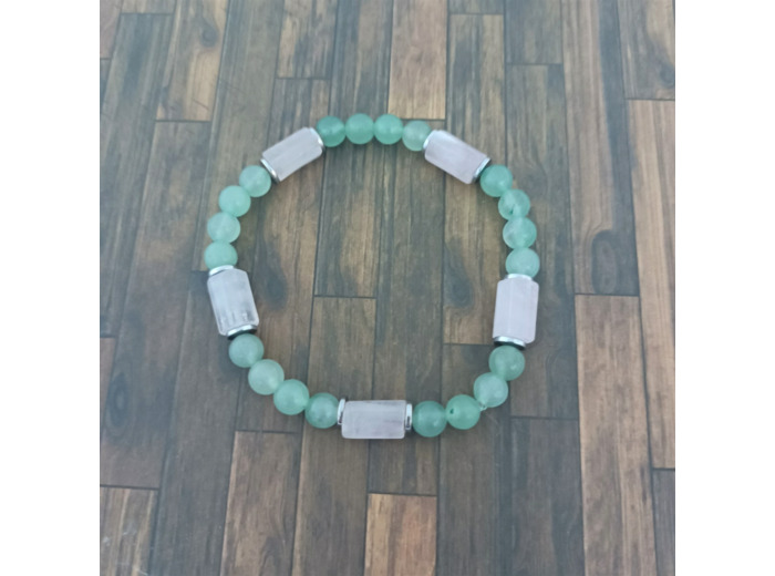 Bracelet Aventurine/Quartz rose/Hématite