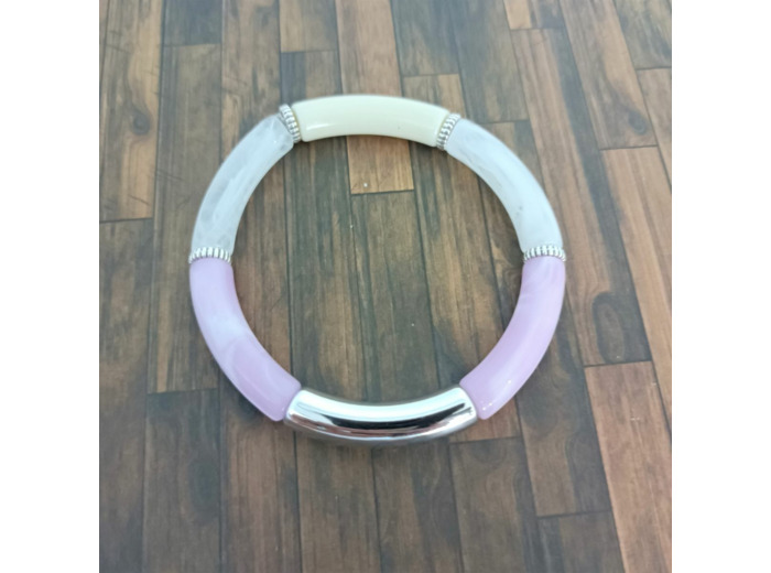 Bracelet tube tons rose blanc argenté 32mm