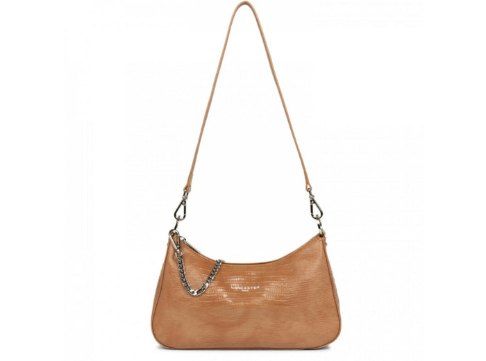 Lancaster Exotic Lézard & Croco Petit Sac Trotteur 426-90 Camel Lez