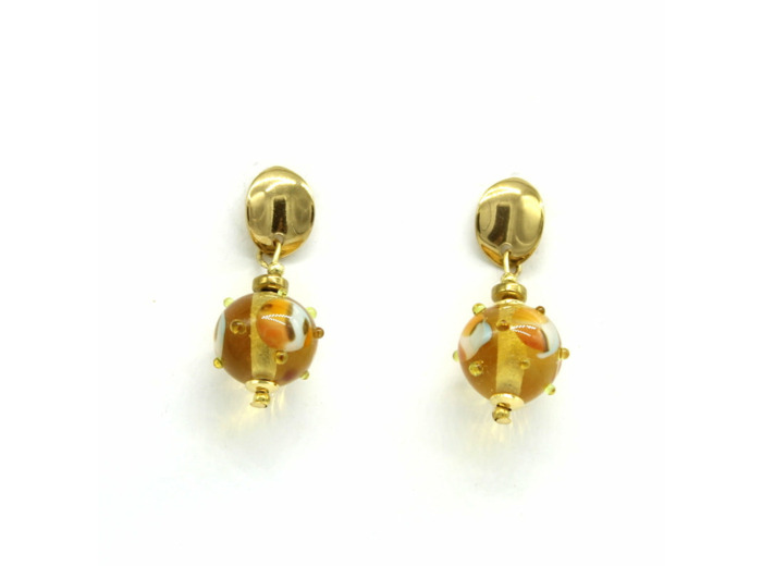 Boucles d'oreilles puce perle Murano topaz – Salvia