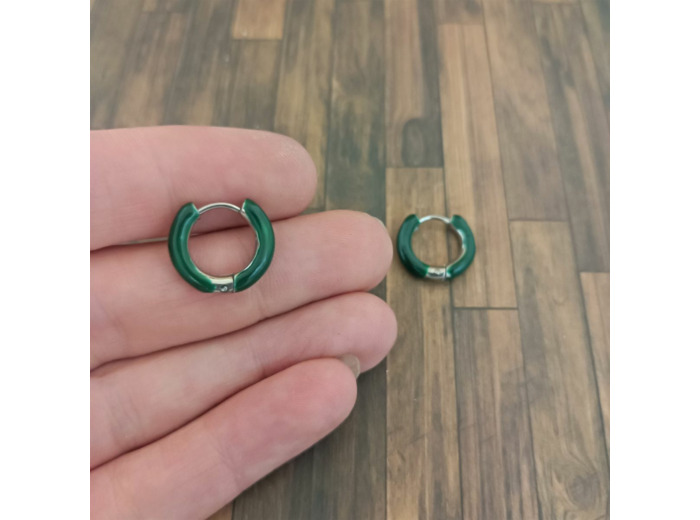 Créoles émaillée 16mm Bleu ou vert-doré