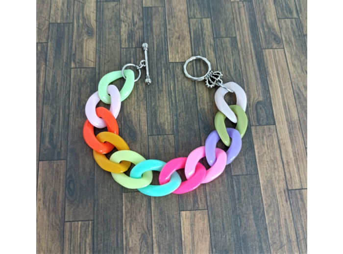 Bracelet gros maillon multi-couleurs 22mm