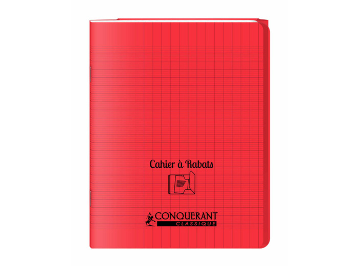 Cahier à rabats 17x22 - 96 pages - Séyès - Polypro rouge