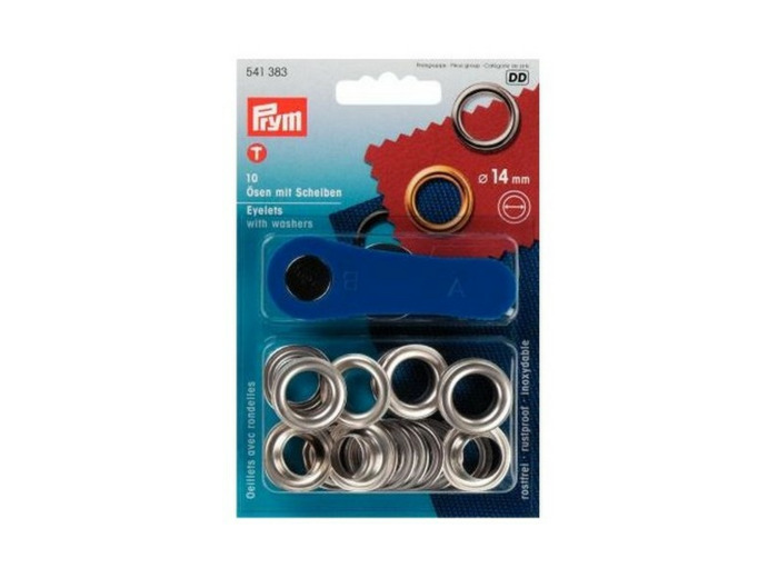 Œillets avec rondelles 14 mm - Argent - Prym