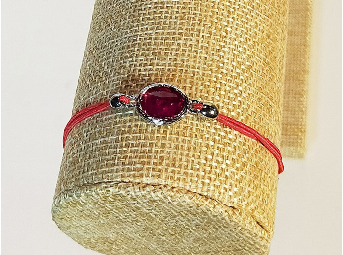 Bracelet élastique argenté/rouge