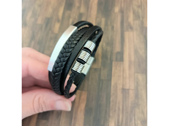 Bracelet cuir homme 4 lanières