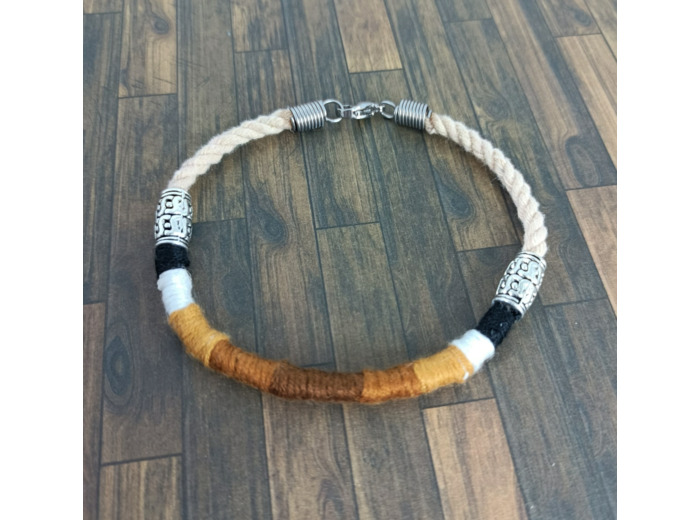 Bracelet homme en chanvre et fils de coton marron/beige/noir