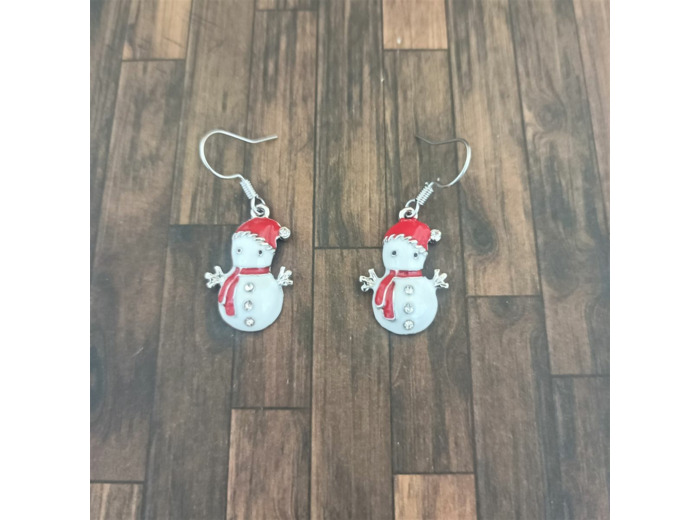 Boucles d'oreilles bonhomme de neige émaillé