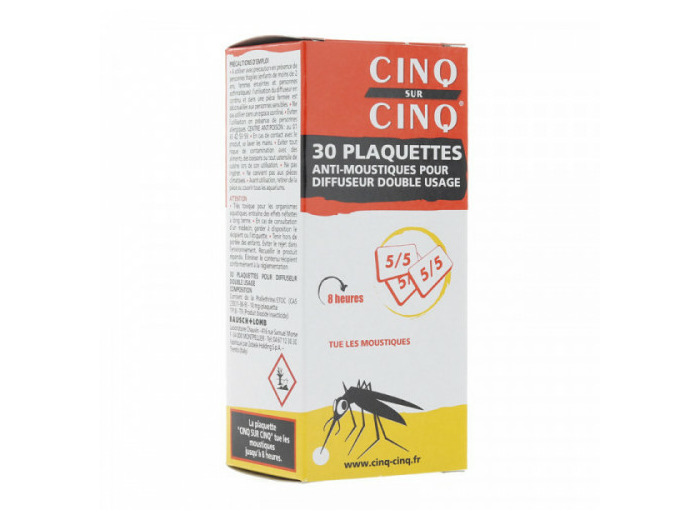 Plaquettes Anti-moustiques Pour Diffuseur Double Usage X30 Cinq Sur Cinq