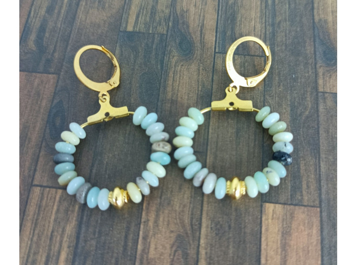 Créoles amazonite doré Ø 2cm